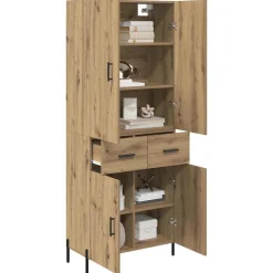 Armario auxiliar Carla 3 estantes + 2 cajones + 2 puertas roble 180x69,5x34 cm