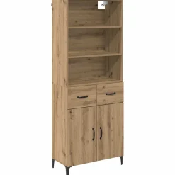Armario auxiliar Carla 3 estantes + 2 cajones + 2 puertas roble 180x69,5x34 cm