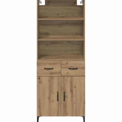 Armario auxiliar Carla 3 estantes + 2 cajones + 2 puertas roble 180x69,5x34 cm