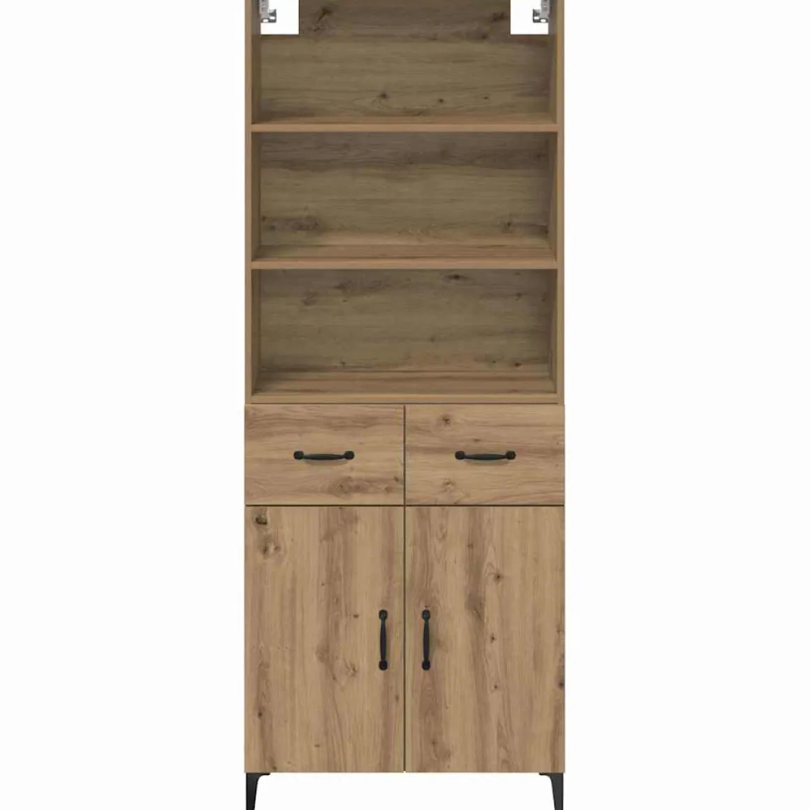 Armario auxiliar Carla 3 estantes + 2 cajones + 2 puertas roble 180x69,5x34 cm