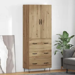 Armario auxiliar Carmina 2 puertas + 3 cajones natural 180x69,5x34 cm