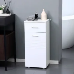 Armario auxiliar de baño Bowe Kleankin 1 puerta + cajón + estante ajustable blanco77,5x35x30 cm