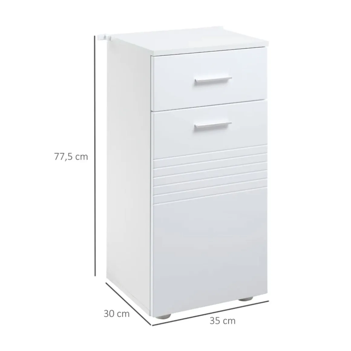 Armario auxiliar de baño Bowe Kleankin 1 puerta + cajón + estante ajustable blanco77,5x35x30 cm