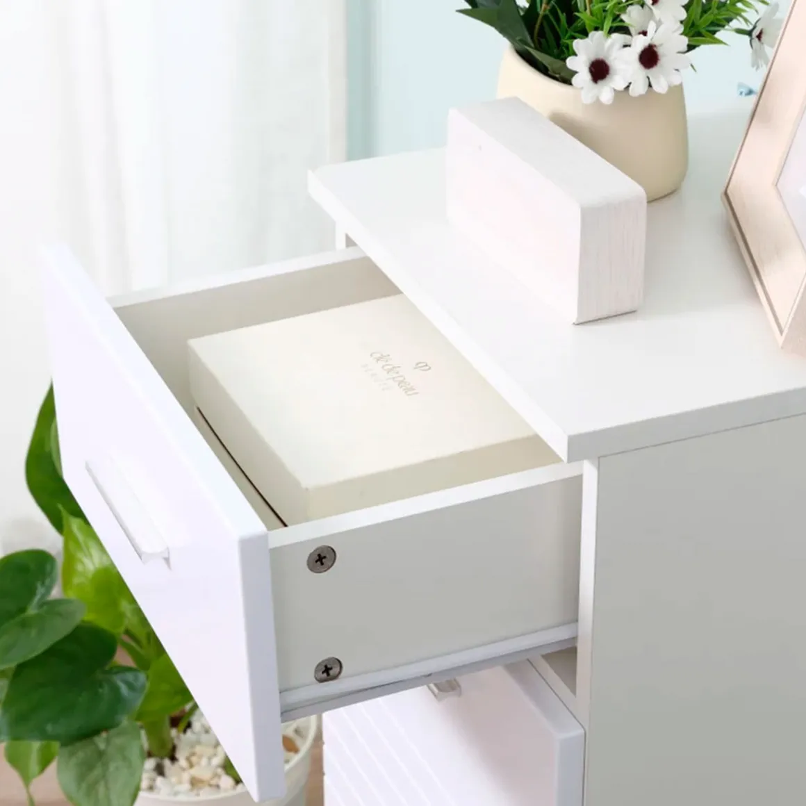 Armario auxiliar de baño Bowe Kleankin 1 puerta + cajón + estante ajustable blanco77,5x35x30 cm