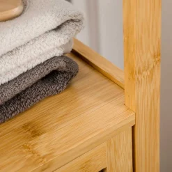 Armario auxiliar de baño Dune Kleankin 2 estantes + 1 armario bambú 120x32,9x29,9 cm