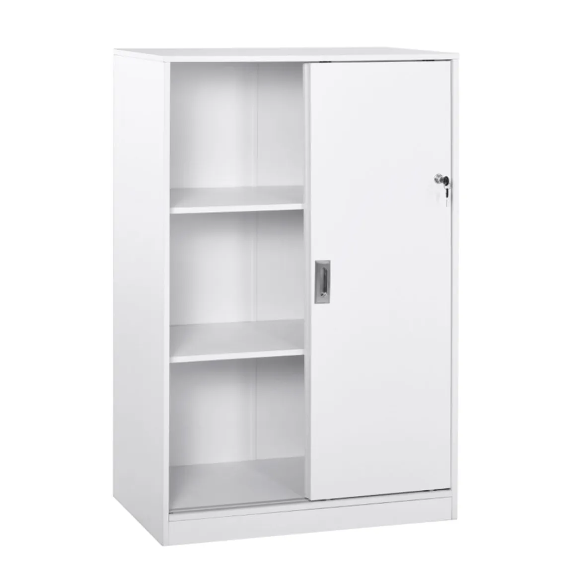 Armario auxiliar de oficina Homcom 2 puertas 3 estantes blanco 120x80x40 cm