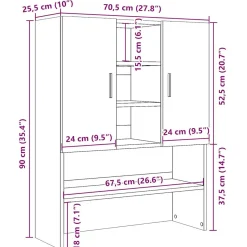 Armario auxiliar Dora 4 estantes + 2 puertas 90x70,5x25,5 cm