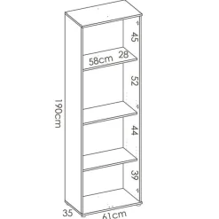 Armario auxiliar Fit 4 compartimentos blanco 190x61x35 cm