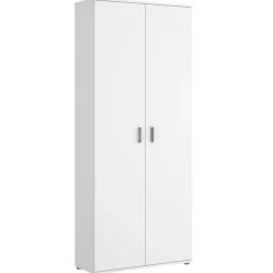 Armario auxiliar Fit 4 compartimentos con escobero abatibles blanco 190x78x35 cm