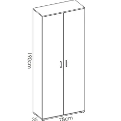 Armario auxiliar Fit 4 compartimentos con escobero abatibles blanco 190x78x35 cm