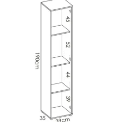 Armario auxiliar Fit 4 compartimentos blanco 190x39x35 cm