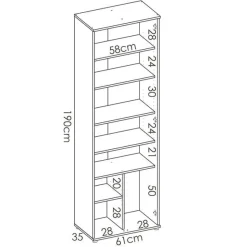 Armario auxiliar Fit 8 compartimentos blanco 190x61x35 cm