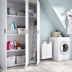 Armario auxiliar Fit 3 puertas con escobero blanco 190x116x35 cm