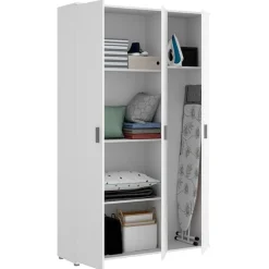 Armario auxiliar Fit 3 puertas con escobero blanco 190x116x35 cm