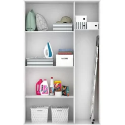 Armario auxiliar Fit 3 puertas con escobero blanco 190x116x35 cm