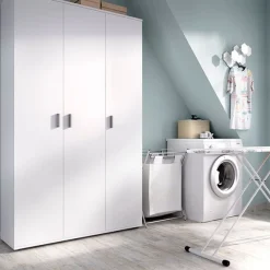 Armario auxiliar Fit 3 puertas con escobero blanco 190x116x35 cm