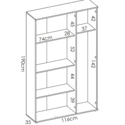 Armario auxiliar Fit 3 puertas con escobero blanco 190x116x35 cm