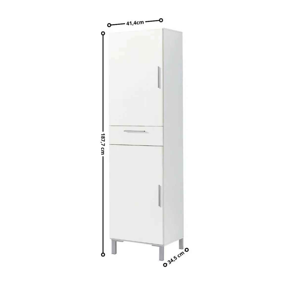 Armario auxiliar Kaixo 2 armarios + cajón blanco 187,7x41,4x34,5 cm