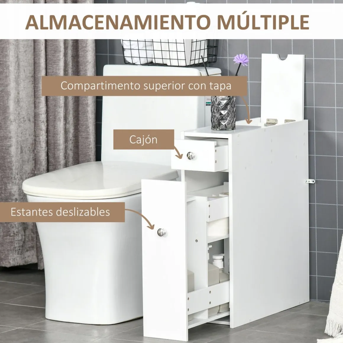 Armario auxiliar Lohia Homcom 2 cajones blanco 58x17x48 cm