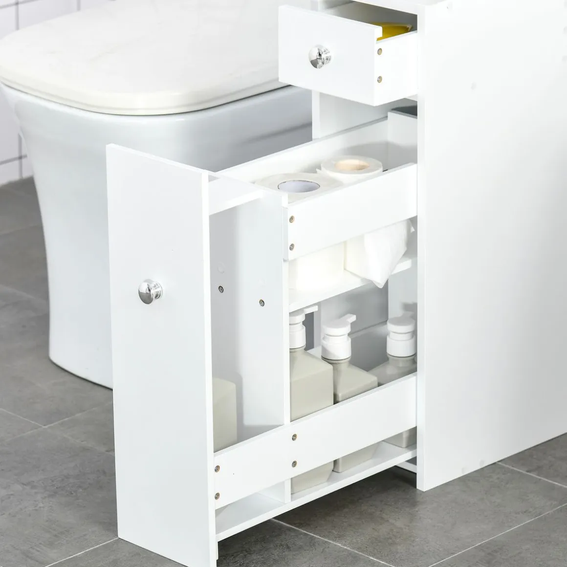 Armario auxiliar Lohia Homcom 2 cajones blanco 58x17x48 cm