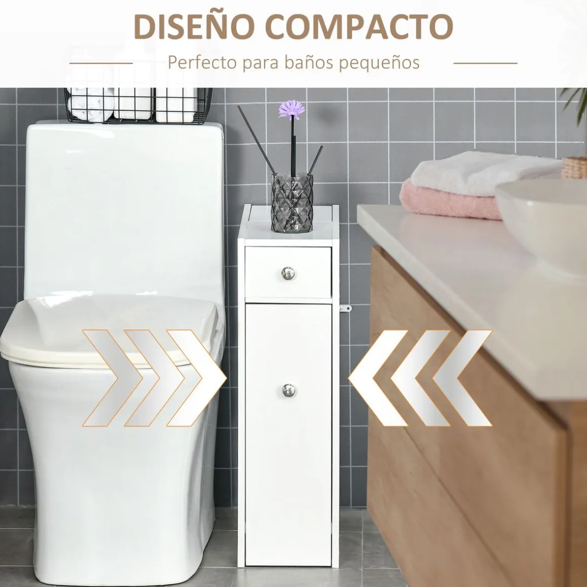 Armario auxiliar Lohia Homcom 2 cajones blanco 58x17x48 cm