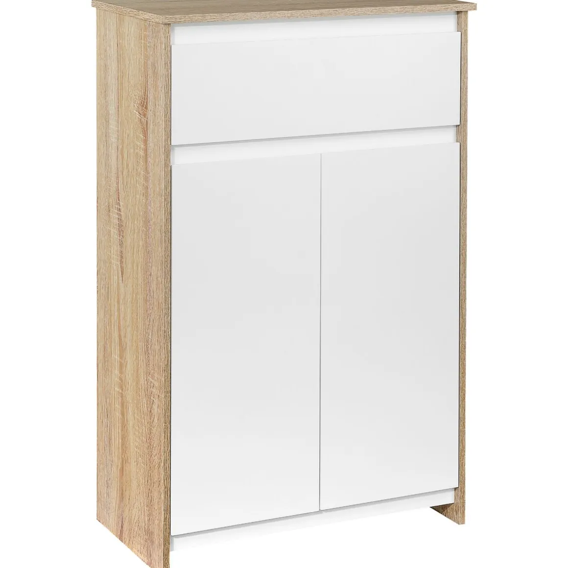 Armario auxiliar Menta Kleankin 1 cajón + armario blanco/natural 90x60x30 cm