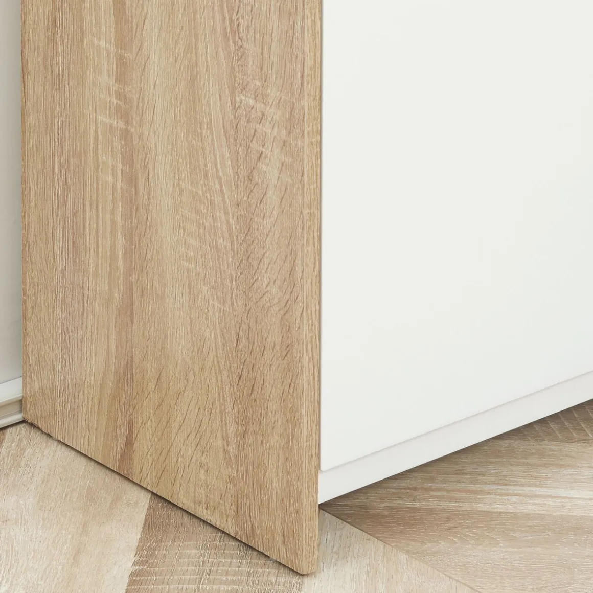 Armario auxiliar Menta Kleankin 1 cajón + armario blanco/natural 90x60x30 cm