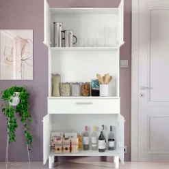 Armario auxiliar Musua 2 armarios + cajón + compartimento blanco 180x80x36 cm