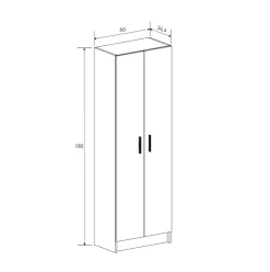 Armario auxiliar New Aura 2 puertas + 4 compartimentos 180x60x34,4 cm