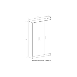 Armario auxiliar New Aura 3 puertas 180x108x34,4 cm