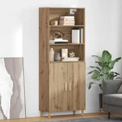 Armario auxiliar Nuria 2 puertas + 3 estantes roble 180x69,5x34 cm