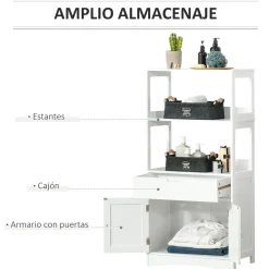 Armario auxiliar Olivo Kleankin 3 estantes + cajón + armario blanco 122,5x60x33 cm