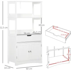 Armario auxiliar Olivo Kleankin 3 estantes + cajón + armario blanco 122,5x60x33 cm