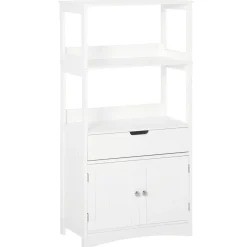 Armario auxiliar Olivo Kleankin 3 estantes + cajón + armario blanco 122,5x60x33 cm