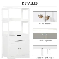 Armario auxiliar Olivo Kleankin 3 estantes + cajón + armario blanco 122,5x60x33 cm
