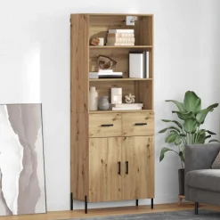 Armario auxiliar Sabina 3 estantes + 2 cajones + 2 puertas roble 180x69,5x32,5 cm