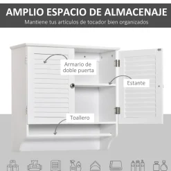 Armario auxiliar Tizza Kleankin 2 puertas con estante blanco 60x60x23 cm
