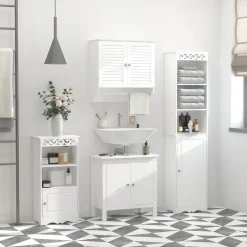Armario auxiliar Tizza Kleankin 2 puertas con estante blanco 60x60x23 cm