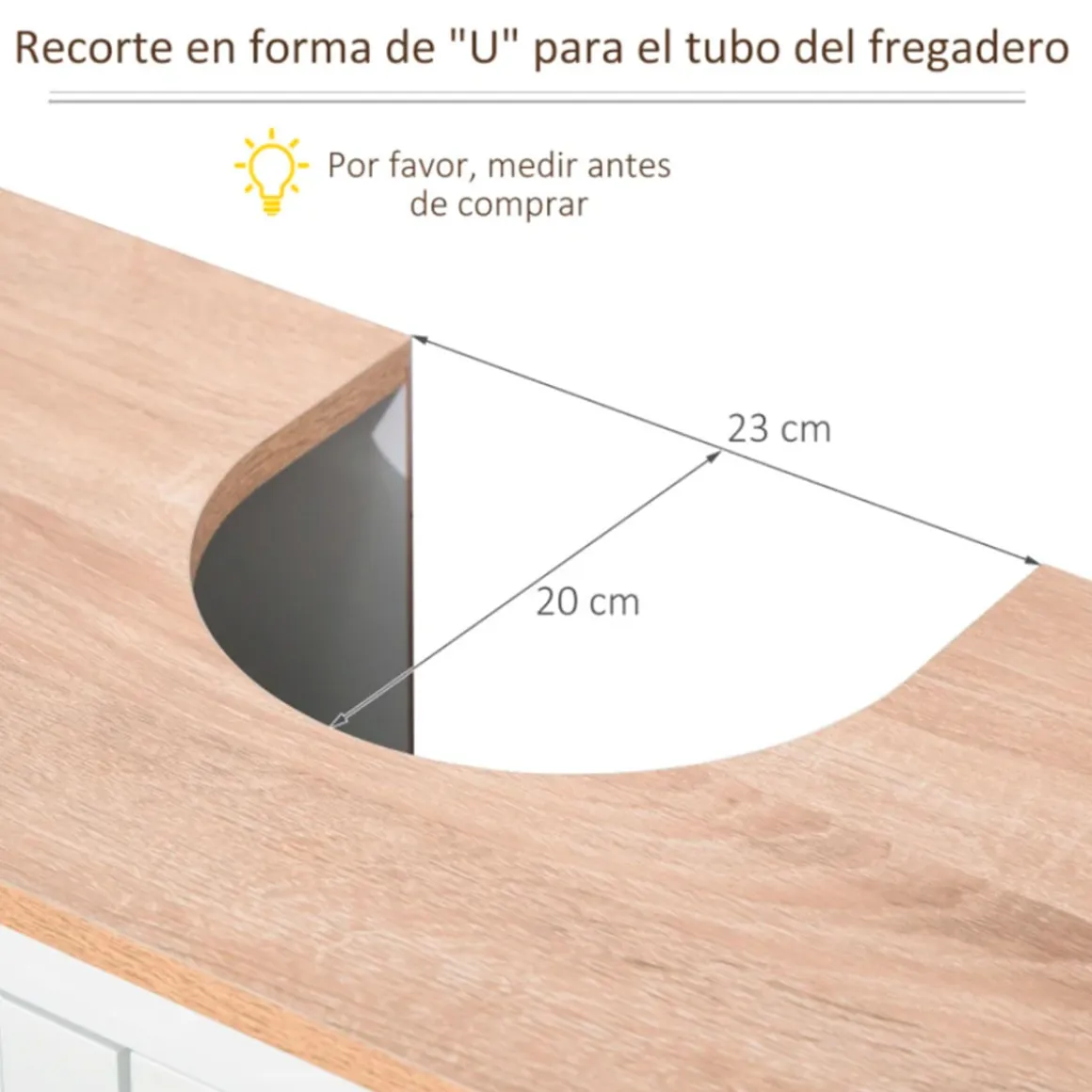 Armario bajo para baño Kleankin 2 puertas + estante ajustable blanco 60x60x30 cm
