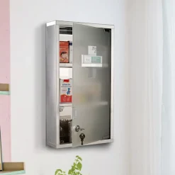 Armario botiquín Homcom 3 niveles acero inox 48x25x12 cm