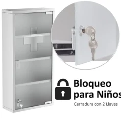 Armario botiquín Homcom 4 niveles acero inox 60x30x12 cm