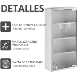 Armario botiquín Homcom 4 niveles acero inox 60x30x12 cm