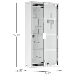 Armario botiquín Homcom 4 niveles acero inox 60x30x12 cm