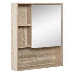 Armario con espejo Mares Kleankin 3 estantes abiertos roble 76x60x15 cm