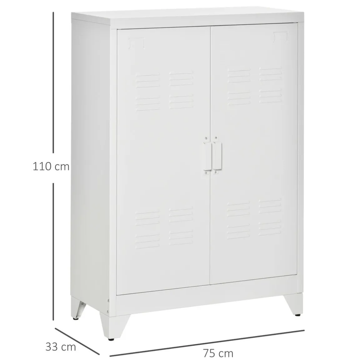 Armario Corvino Homcom 2 puertas metálico blanco 110x75x33 cm