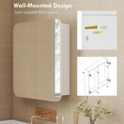 Armario de baño Arona Homcom 2 puertas con espejo blanco 66x13x68 cm