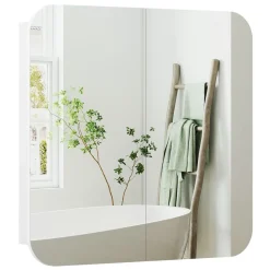 Armario de baño Arona Homcom 2 puertas con espejo blanco 66x13x68 cm