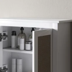Armario de baño Brisa Homcom 2 puertas blanco/natural 49,4x60x19,5 cm