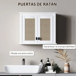 Armario de baño Brisa Homcom 2 puertas blanco/natural 49,4x60x19,5 cm