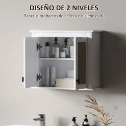 Armario de baño Brisa Homcom 2 puertas blanco/natural 49,4x60x19,5 cm